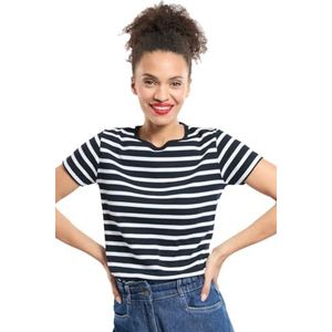 Marinière - Korte Mouwen - Katoen - Getailleerde Pasvorm - Blauw/Wit