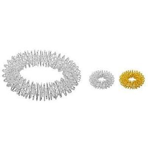 Power-ringset - armband (zilver) + ring (zilver klein) + ring (goud klein) / acupressuurring/massagering/massagearmband/armmassagering zilver