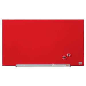 Nobo Magneetbord van glas met opbergruimte voor accessoires, afneembaar, 680 x 380 mm, InvisaMount montagesysteem, Gamma Impression Pro, rood, 1905183