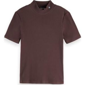 Scotch & Soda Rib T-shirt met ronde hals, Chocolade U290, XS