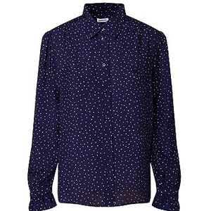 Seidensticker Damesblouse, modieuze blouse, regular fit, hemdblousekraag, lange mouwen, 100% viscose, blauw, 36