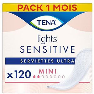 TENA Lights Sensitive Ultra Mini Incontinentie-inzetstukken zonder geur, voor lichte blaaszwakte en gevoelige huid, 120 stuks, 6 x 20