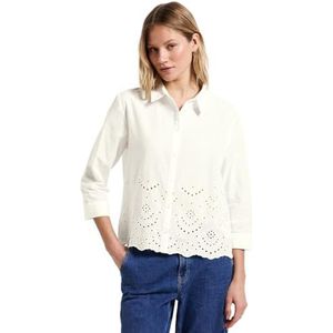 STREET ONE Overhemdblouse - Offwhite - Knoopsluiting - Borduursels