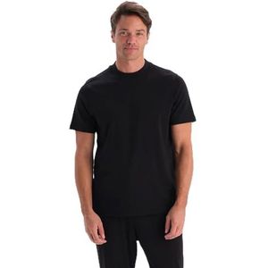 Dagi Black Knitted Regular Interlock Short Sleeve Crew Neck T-shirt, Zwart, XL, zwart, XL