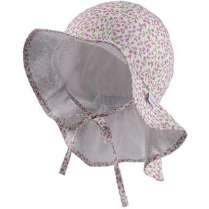 Sterntaler Millefleurs Zonnehoed voor meisjes, met nekbescherming en bindband, wit, 45