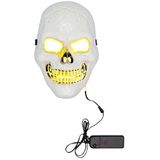 Boland 72258 - LED-masker Killer Skull, wit, werkt op batterijen, 2 x AA, LED-licht, gezichtsmasker, accessoire, Halloween, carnaval, themafeest