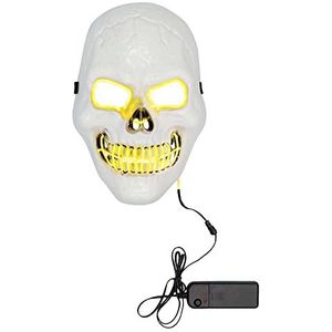 Boland 72258 - LED-masker Killer Skull, wit, werkt op batterijen, 2 x AA, LED-licht, gezichtsmasker, accessoire, Halloween, carnaval, themafeest