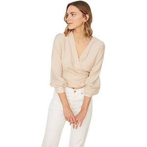 TRENDYOL Gedetailleerde breaking-blouse voor dames, beige, 42