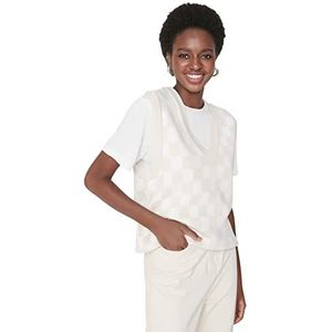 Trendyol Dames Beige V-hals Knitwear Pullover Sweater, S