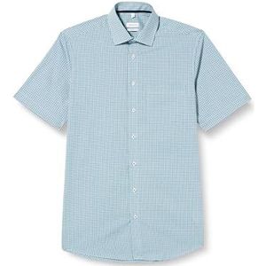 Seidensticker Men's Regular Fit Shirt met korte mouwen, turquoise, 46, turquoise, 46