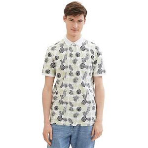 TOM TAILOR Denim Poloshirt voor heren, 34827 - Witte Veelkleurige Bladeren Print, L