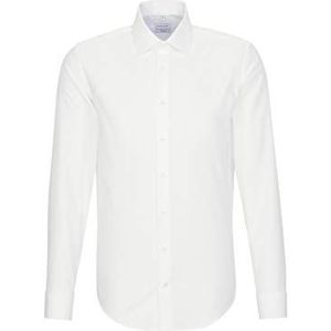 Seidensticker Zakelijk overhemd voor heren, strijkvrij, getailleerd overhemd met lange mouwen, kentkraag, omslagmanchet, 100% katoen