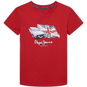 Pepe Jeans Troy Tee T-shirt voor jongens, Rood (Studio Red), 6 Jaar