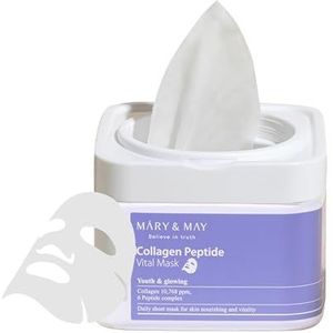 Mary&May Collageen Peptide Vital Mask 30ea | laagmoleculair collageen, peptide-bladmasker, Koreaanse huidverzorging, bladmaskers, hydraterend | EEG groen