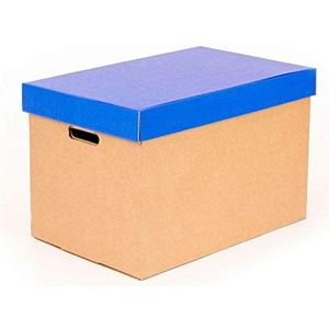 Only Boxes, Opbergdozen met deksel, mat blauw, verhuisdozen en opbergdozen van karton met handgrepen, zeer stevig karton, 53,2 x 33,1 x 32,5 cm (l x b x h) in cm, 2 stuks