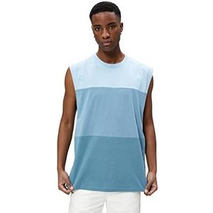 Koton Heren Mouwloze Tanktop Multicolor Crew Neck Cotton, Marine Design (02c), S