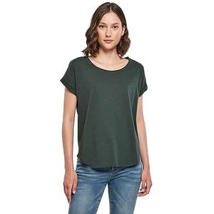 Build your Brand Dames Long Slub Tee T-shirt met korte mouwen voor dames van katoen in vele kleuren verkrijgbaar, maten XS-5XL, groen (bottle green), XL
