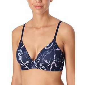 Schiesser Dames gewatteerd, zonder beugel gevoerde beha, donkerblauw floral, 75, Donkerblauw bloemen, 75C