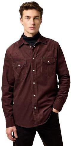 Wrangler - Western Cord - Overhemd - Mahoniebruin - Lange Mouwen