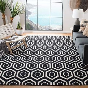 Safavieh Dhurrie tapijt, DHU556 modern 120 x 180 cm zwart/ivoor