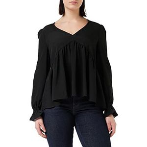 French Connection Dames crêpe lichte V-hals top blouse, Zwart, M