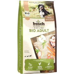 bosch HPC BIO | Adult Kip en appel | Hondenvoer voor volwassen honden van alle rassen | 100 % landbouwgrondstoffen van bewezen biologische landbouw | 1 x 11,5 kg