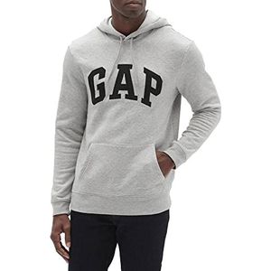 GAP Herenhoodie met logo, fleece sweatshirt met kap, Licht Heather Grijs, XS