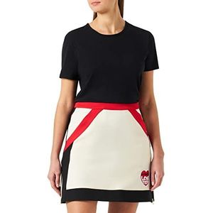 Love Moschino Dames Stretch Twill with Love Storm Knit Effect Heart Patch Skirt, Zwart Beige Rood, 46