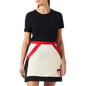 Love Moschino Stretch Twill with Love Storm Knit Effect Heart Patch Rock Dames, zwart beige rood, 38 NL