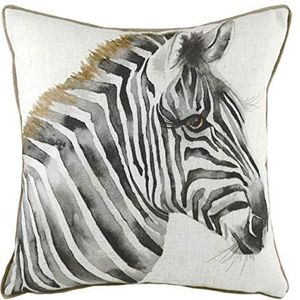Evans Lichfield Safari Zebra Polyester Gevuld kussen, Wit, 43 x 43cm