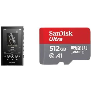 Sony Walkman NW-A306 mp3-speler met touchscreen - 32 GB, batterijduur tot 36 uur, zwart & SanDisk Ultra Android MicroSDXC UHS-I-Kaart 512 GB + SD-Adapter