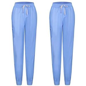 MISEMIYA - Set van 2 - sanitaire broek unisex - gezondheiduniform medische uniformen werkbroek 8316, Lichtblauw, S