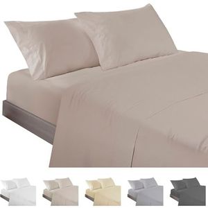 ECOMMERC3 3-delige beddengoedset voor bedden met 105 cm breed, gemaakt in Spanje, beddengoed met hoeslaken, dekbedovertrek en 1 kussensloop, kleur aarde, extra zacht en licht