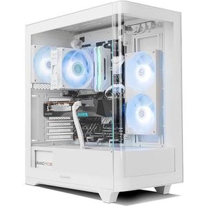 NOX XTREME PRODUCTS HUMMER ETHER – Midtower ATX | M-ATX | ITX, gebogen gehard glas, ruimte voor 9 ventilatoren, 3× 120 mm ARGB PWM inbegrepen, USB-C en 3.0, magnetisch bovenfilter, wit