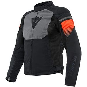 Dainese Air Fast Tex jas, zwart/grijs/neonrood, maat 54 voor heren, zwart/grijs/neonrood, 52