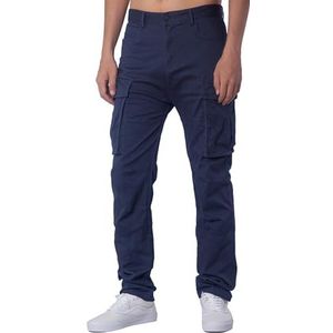 ITALYMORN Men Flat Front Cargo Chino Pant Casual Slim Fit Khakis Combat Work 38 Navy Blue