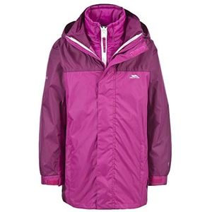 Trespass Maddox, Azalea, 7/8, waterdicht 3-in-1 winterjacke met afneembare capuchon, uitneembare binnenjas, gewatteerde jas, kinderkleding, leeftijd 7-8, roze