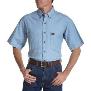 Wrangler RIGGS Workwear Chambray werkshirt voor heren met groot en hoog shirt, Lichtblauw, L Wysoki