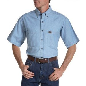 Wrangler Riggs Workwear Chambray werkshirt voor heren, blauw, XXL hoog, Lichtblauw, XXL Długi