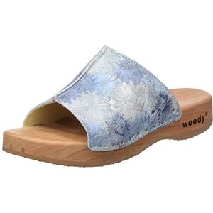 Woody Dames Anja houten schoen, azul blue, 37 EU, Azul Blue, 37 EU