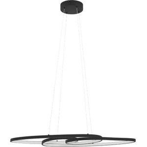 EGLO LED hanglamp Gianella, pendellamp boven eettafel, eettafellamp van zwart metaal en wit kunststof, lamp hangend voor woonkamer en eetkamer, warm wit