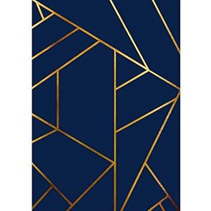 Homemania Gold Mozaic 2 bedrukt tapijt, blauw, goud, van micro-polyamide, 160 x 120 cm