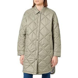 camel active Lange gewatteerde damesjas in overshirt Style Coat, groen, 44