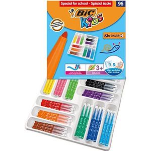 BIC Kids Kid Couleur XL Gekleurde Viltstiften Extra Brede Punt - Verschillende Kleuren, Classpack van 96 Stuks