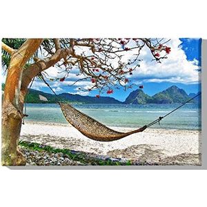 Homemania Wandbord zee en landschappen voor woonkamer, slaapkamer, meerkleurig, 45 x 3 x 70 cm, HM20KNV45 x 70 – 154, polyester, hout