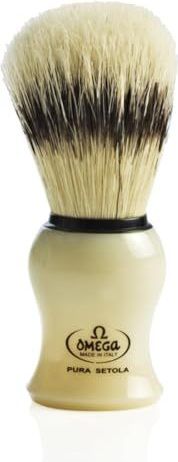 Omega - Scheerborstel - Ivoor - Varkenshaar - Met Stand