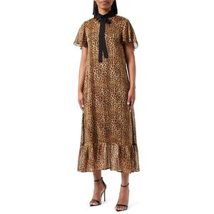 dedica Midi-jurk voor dames met luipaardprint, bruin, M