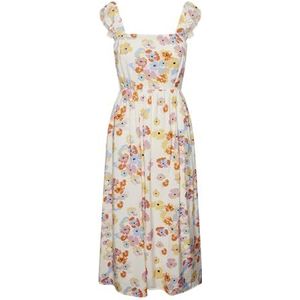 PIECES Dames Pckarlson Sl Open Back Tie Dress Bc zomerjurk, Cloud Dancer/Aop: grafische bloem, M