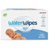 WaterWipes Original plasticvrije babydoekjes 1080 stuks (18 verpakkingen), voor 99,9% op water gebaseerd & ongeparfumeerd voor de gevoelige huid