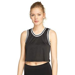 Urban Classics Dames sporttop dames cropped mesh top, zwart/wit/zwart, XS